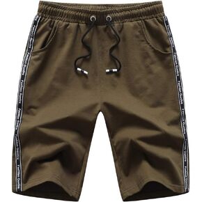 Big Boy's Casual Shorts Summer Cotton Classic Fit Drawstring Elastic Waist Beach Shorts with Pockets