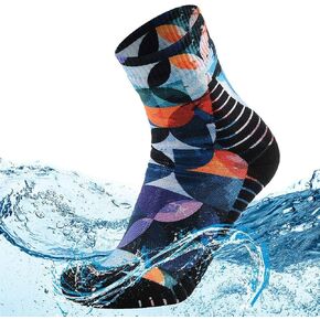 MEIKAN 100% Waterproof Socks, Unisex Digital Printing Breathable Hiking Trekking Wading Socks 1 Pairs