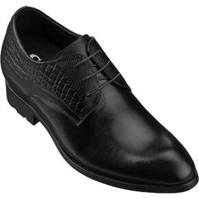 CALTO Height Increasing Elevator Shoes 3 Inches Taller - Leather Dress Shoes - Men Invisible Elevated High Heels Oxfords