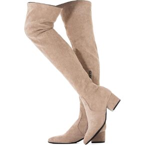 N.N.G Women Over the Knee Boots Suede Thigh High Low Heel Black Winter Flat Block Chunky OTK Long Comforts Pointed zipper above the knee Boots