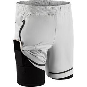 Motion Men's Athletic Shorts Quick Dry Workout Training Shorts 7" Compression Lining Sports Running Hiking Basketball Shorts