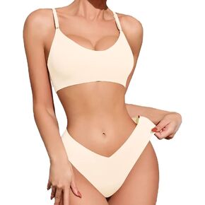 FGZ Bra and Panty Sets for Women Seamless Bralettes Lingerie Sexy Sets Comfortable Sports V Neck Bras Panty Thongs Sets