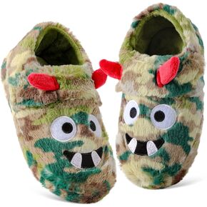 Little Kids Big Boys House Slippers, Kids Warm Slip On Home Slippers with Soft Memory Foam Cute Winter Nonslip Indoor Shark Dinosaur Soccer Dog Slippers
