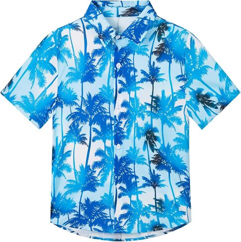Boys Hawaiian Shirt Tropical Short Sleeve Cool Cute Casual Button Down Tops for Youth Kids Toddler Summer Beach in Kuwait