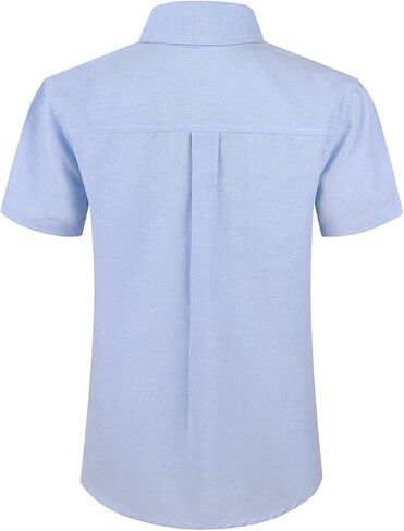 Spring&Gege Boys' Short Sleeve Uniform Oxford Shirt Cotton Solid Button Down Dress Shirts (4-14 Years) in Kuwait