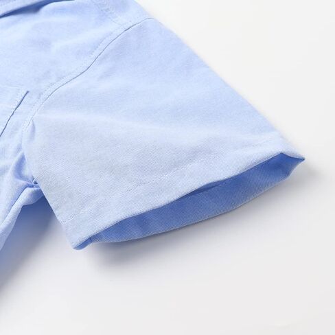 Spring&Gege Boys' Short Sleeve Uniform Oxford Shirt Cotton Solid Button Down Dress Shirts (4-14 Years) in Kuwait