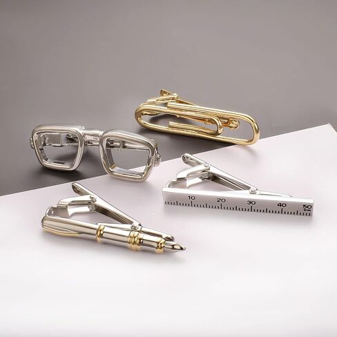 RunootPR Silver Gold Black Tie Clip Set for Men Unique 4Pcs Tie Clips Personalized Party Wedding Birthday Jewelry Gift in Saudi Arabia