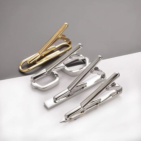 RunootPR Silver Gold Black Tie Clip Set for Men Unique 4Pcs Tie Clips Personalized Party Wedding Birthday Jewelry Gift in Saudi Arabia