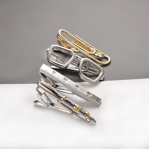 RunootPR Silver Gold Black Tie Clip Set for Men Unique 4Pcs Tie Clips Personalized Party Wedding Birthday Jewelry Gift in Saudi Arabia