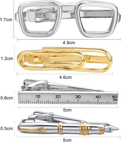 RunootPR Silver Gold Black Tie Clip Set for Men Unique 4Pcs Tie Clips Personalized Party Wedding Birthday Jewelry Gift in Saudi Arabia