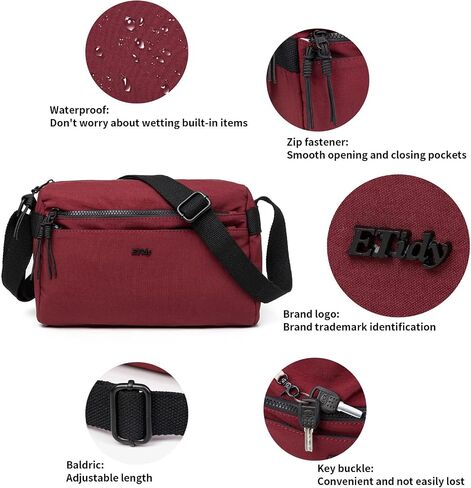 ETidy Nylon Crossbody Bag For Women Waterproof Lightweight Casual Shoulder Bookbag Purse Hobo Bag in Kuwait