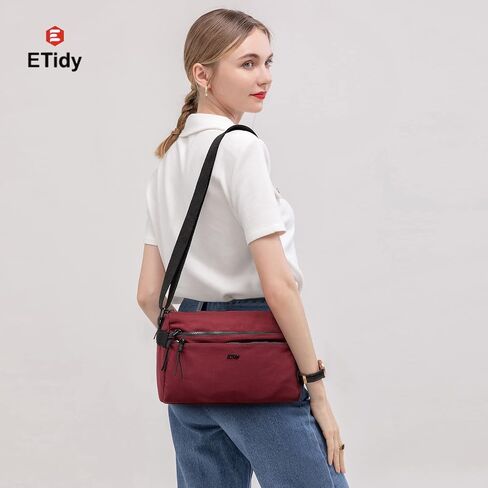 ETidy Nylon Crossbody Bag For Women Waterproof Lightweight Casual Shoulder Bookbag Purse Hobo Bag in Kuwait