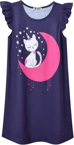 Jxstar Nighggowns for Girls Pajamas Princess Sleepwear Flutter Sleeve Dresses in Kuwait