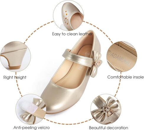 ADAMUMU Girls Low Heel Shoes PU Dress Shoes for Wedding(Little Big Kids) in Saudi Arabia