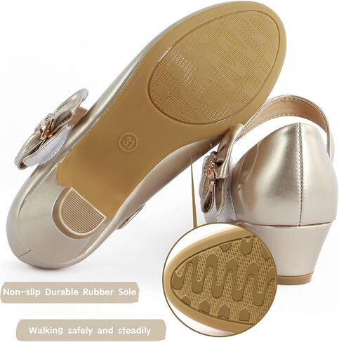 ADAMUMU Girls Low Heel Shoes PU Dress Shoes for Wedding(Little Big Kids) in Saudi Arabia