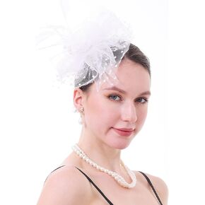 قبعات زينة يدوية ليدي قطع زينة على شكل زهرة مشبك شعر ريش وحفلات شاي وحفلات زفاف ديربي وكوكتيل شبكي صندوق حبوب أغطية رأس للنساء-Navy-01
