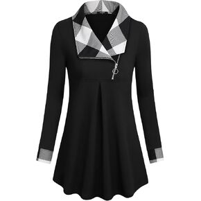 VALOLIA Women's Casual Swing Sweatshirt Long Sleeve Zipper Lapel Fashion Pullover Tunic in Saudi Arabia