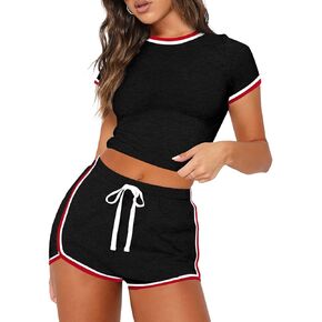WIHOLL Womens Casual 2 Piece Short Sleeve Outfits Sets Summer Sexy Active Tracksuits in Saudi Arabia