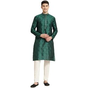 Sojanya Men's Jacquard Silk Self design Indian Traditional Ethnic Dresses Kurta Churidar Pyjama Set in Saudi Arabia