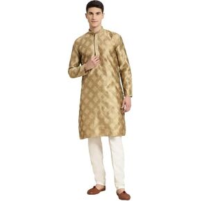 Sojanya Men's Jacquard Silk Self design Indian Traditional Ethnic Dresses Kurta Churidar Pyjama Set