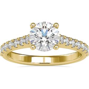 ميرينيت خاتم خطوبة من الذهب المويسانيت عيار 10 قيراط عيار 14 قيراط 6.5 ملم 10 قيراط للنساء خاتم خطوبة كلاسيكي 4 شقوق من الماس المقلد مرصع باحجار جانبية متدرجة in Kuwait