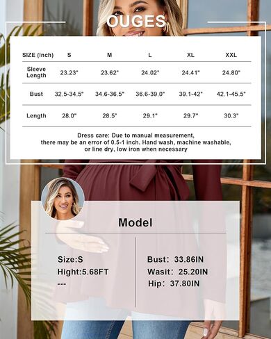 OUGES Women's Maternity Tunics Tops Shirts Long/Short Sleeve Wrap V Neck Nursing Maternity Clothes Casual Pregnancy Blouse in Saudi Arabia