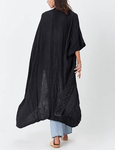 أغطية شاطئ كيمونو مطرزة نصف كم مفتوحة من الأمام للنساء من Bsubseach in Kuwait