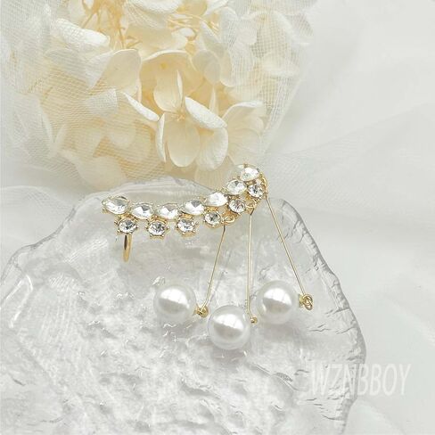 WZNBBOY كريستال اللؤلؤ شرابة الأقراط الأذن الأصفاد الذهب طويل اللؤلؤ قطرة تتدلى الأقراط أحجار الراين تشيكوسلوفاكيا 925 الفضة سترة الأقراط الزاحف متسلق الأذن التفاف حفلة موسيقية الكرة الأذن مجوهرات للنساء الفتيات in Kuwait