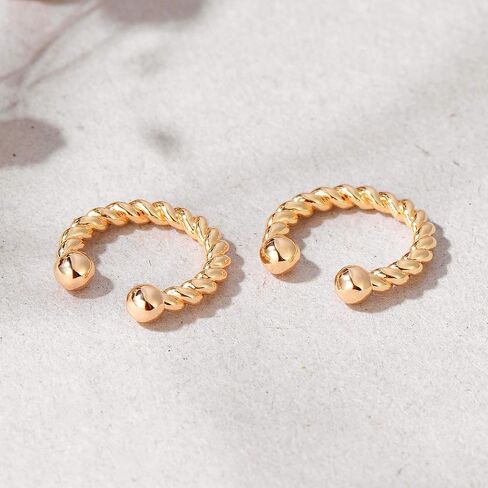 GUEMER Dainty Gold Ear Cuff Earrings 14K Gold Plated Simple Non Pierced Tiny Ear Cuffs Huggie No Piercing Hoops Ear Cubic Zirconia Cartilage Ear Clip on Wrap Adjustable Fake Earrings in Kuwait
