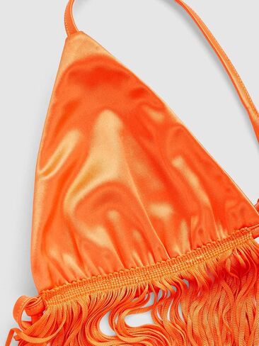 Verdusa Women's Crisscross Tie Backless Fringe Hem Sleeveless Satin Crop Cami Top in Kuwait