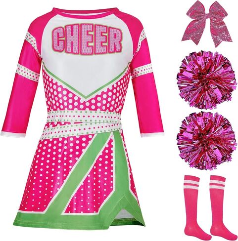 Spooktacular Creations Cheerleader Costume for Girls, Kids Cheerleader Costume with Long Sleeves for Halloween Dress Up in Saudi Arabia