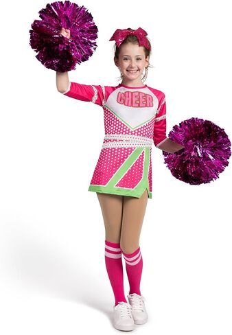Spooktacular Creations Cheerleader Costume for Girls, Kids Cheerleader Costume with Long Sleeves for Halloween Dress Up in Saudi Arabia