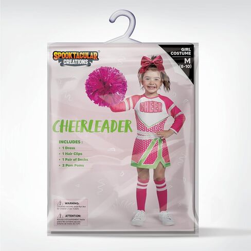 Spooktacular Creations Cheerleader Costume for Girls, Kids Cheerleader Costume with Long Sleeves for Halloween Dress Up in Saudi Arabia