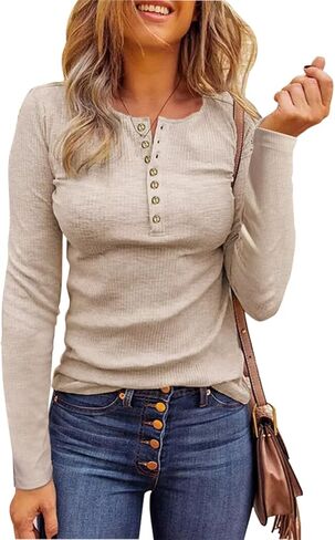 Long Sleeve Tunic Tops for Women Sexy Lace Hollow Out V Neck Blouse Casual Color Block Button Down Henley Shirts Tops in Saudi Arabia