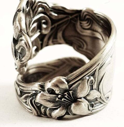 Zaoune 100% Apollo Vintage Spoon Rings for Women Lily Flower Open Adjustable Boho Floral Statement Jewelry, in Kuwait