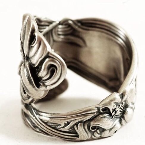 Zaoune 100% Apollo Vintage Spoon Rings for Women Lily Flower Open Adjustable Boho Floral Statement Jewelry, in Kuwait