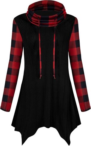 Cestyle Womens Fall Long Sleeve Cowl Neck Asymmetrical Hemline Flowy Tunic Top in Kuwait