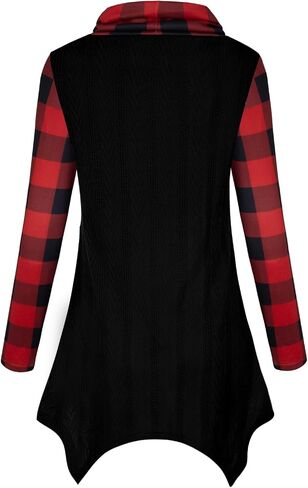 Cestyle Womens Fall Long Sleeve Cowl Neck Asymmetrical Hemline Flowy Tunic Top in Kuwait