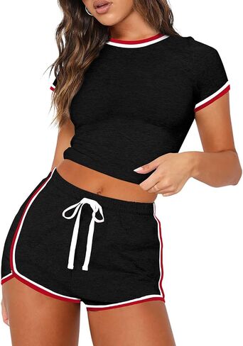 WIHOLL Womens Casual 2 Piece Short Sleeve Outfits Sets Summer Sexy Active Tracksuits in Saudi Arabia