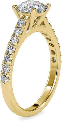 ميرينيت خاتم خطوبة من الذهب المويسانيت عيار 10 قيراط عيار 14 قيراط 6.5 ملم 10 قيراط للنساء خاتم خطوبة كلاسيكي 4 شقوق من الماس المقلد مرصع باحجار جانبية متدرجة in Kuwait