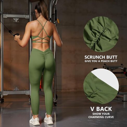 YEOREO Gym Leggings for Women V Back Workout Leggings Scrunch Butt Lifting Leggings for Women High Waist Yoga Pants Daze in Kuwait