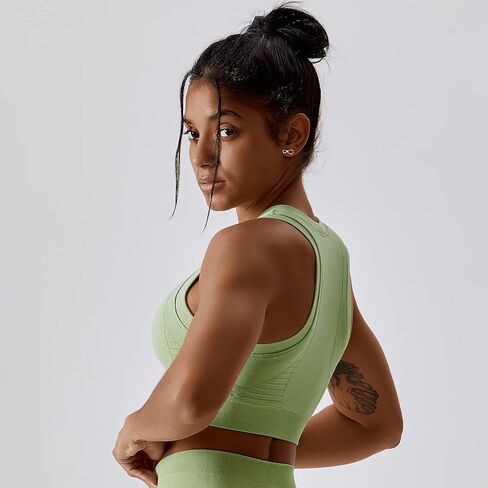 قميص بدون خياطة للسيدات مع حمالة صدر رياضية مبطنة - قمصان عالية التأثير لليوجا والجري والتمارين الرياضية للنساء in Kuwait