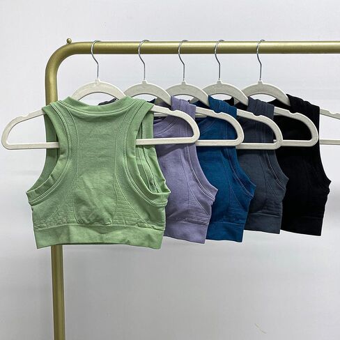 قميص بدون خياطة للسيدات مع حمالة صدر رياضية مبطنة - قمصان عالية التأثير لليوجا والجري والتمارين الرياضية للنساء in Kuwait