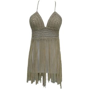 Fringe Bikini Halter Crop Top Handmade Crochet Swimsuit Summer Beachwear in Kuwait