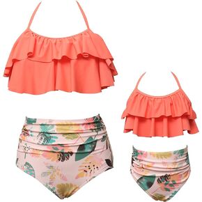 PURFEEL Mother and Daughter Swimwear Family Matching Swimsuit Girls Swimwear