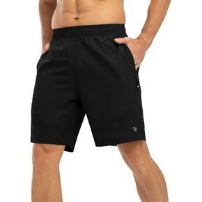 TBMPOY Men's Athletic Running Shorts with Zipper Pockets Quick Dry Workout Gym Shorts 7" Lightweight Sports Hiking Shorts
