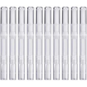 10 Pack 3 ML Cuticle Oil Pens, Empty Nail Oil Pen Transparent Twist Pens with Brush Tip Cosmetic Lip Gloss Containers Applicators Eyelash Growth Liquid Tube