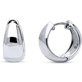 BERRICLE Sterling Silver Dome Small Fashion Hoop Huggie Earrings for Women, 0.55"