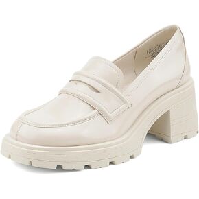 JENN ARDOR Chunky Block Heel Loafers for Women Closed Round Toe Platform Pumps Slip On Dress Shoes Wedding Party Office Lady Shoes