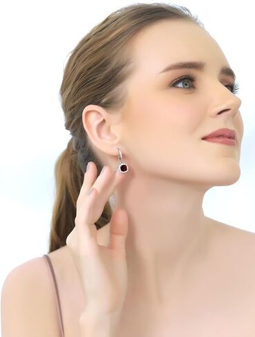 أقراط للنساء، أقراط حجر الميلاد، أقراط أحجار كريمة أصلية أو صناعية، أقراط هالة ليفرباك مقطوعة على شكل وسادة، أقراط متدلية، أقراط أنيقة، أقراط متدلية، أقراط فضية للنساء in Kuwait